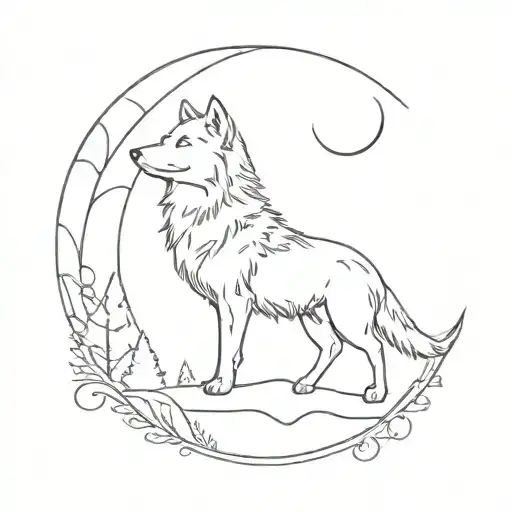 Wolf And Moon