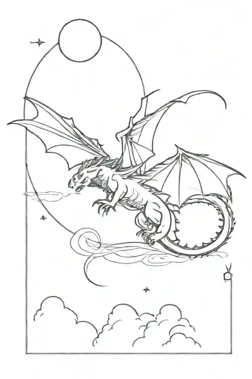 Dragon Flying To The Moon