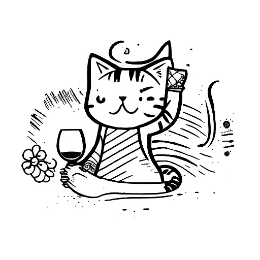 Cat Holding Wine