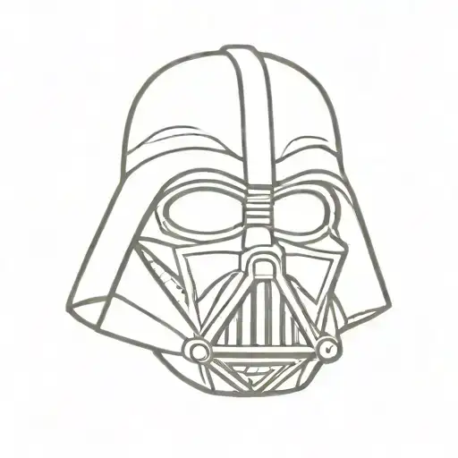 Darth Vader Mask Line Tattoo Featuring