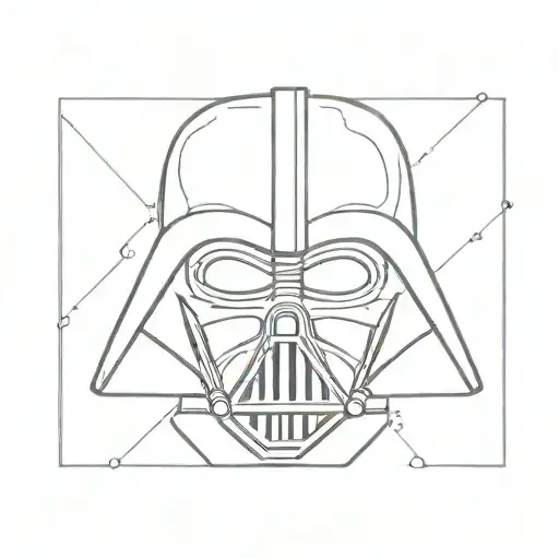 Darth Vader Mask Line Tattoo Featuring Elements