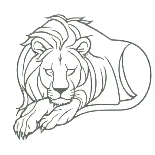 Old Wise Lion Sleeping