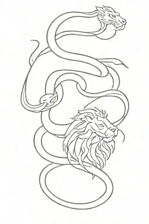 Snake And Lion Standing