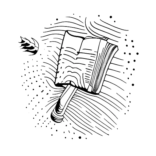 A Minimalist Tattoo Of A Hockey Stick And A Book Crossed Together