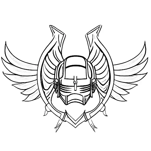 Combine The Spartan Helmet With The Wings Of An Angel In A Blackwork Style