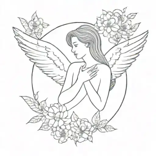 Angel Surrounded By Flowers