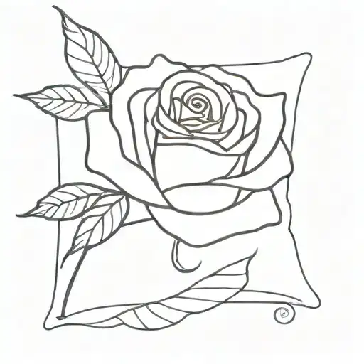 A Pillow With A Red Rose Besides It