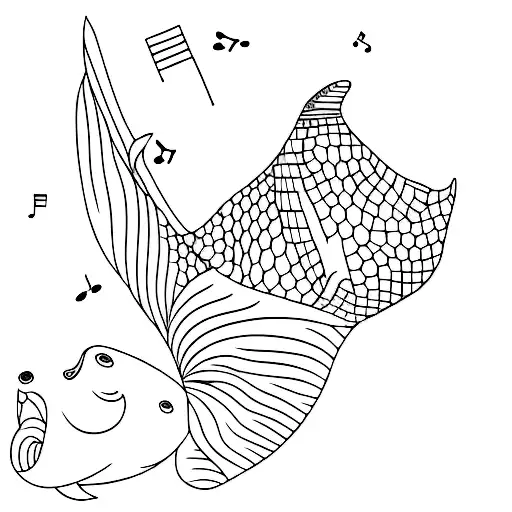 A Minimalist Tattoo Of A Music Sheet Forming The Shape Of A Whale