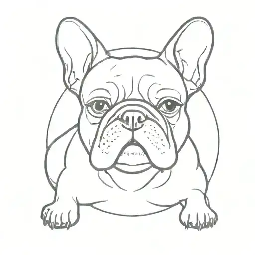 Minimalist Tattoo Of A French Bulldog Dog