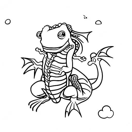 A Dragon Playing A Game With A Frog