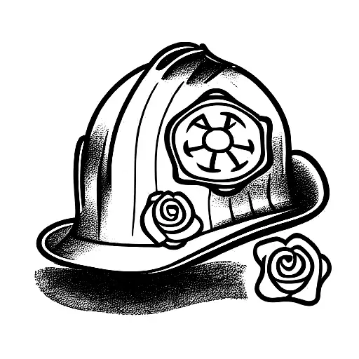 Firefighter Helmet And Roses