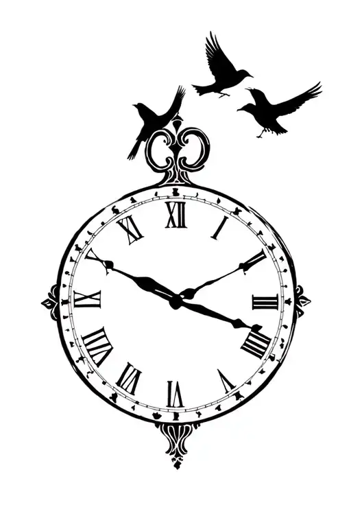 Antique Clock With Birds