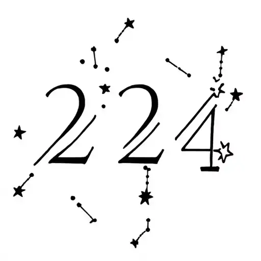 224 Number Tattoo With Capricorn Star Constellation