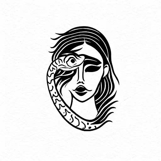 Woman And Snake Arround The Neck