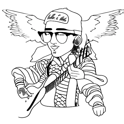 A Minimalist Portrait Of Lil Peep Playing A Guitar