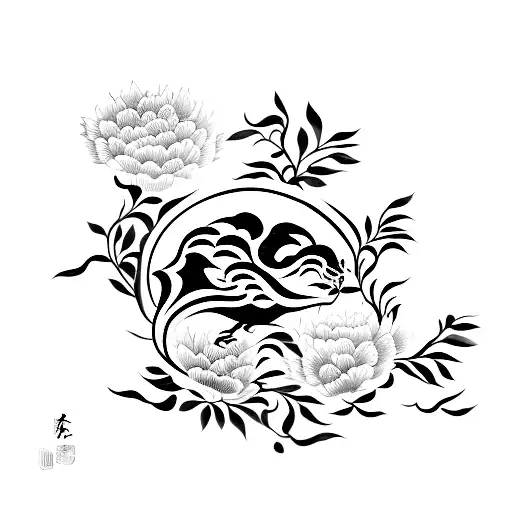 Floral Arrangement Inspired By Traditional Chinese Art With A Hidden Tiger