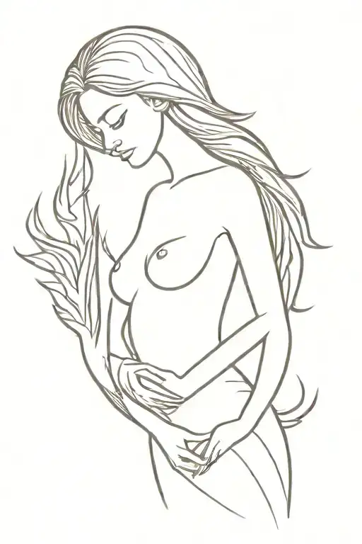 A Woman Changing Into A Phoenix Bird