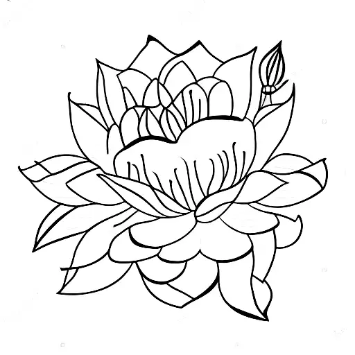 A Minimalist Tiger Silhouette Surrounded By Blooming Lotus Flowers