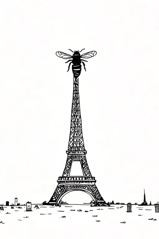 Bee On Top Of Eiffel Tower