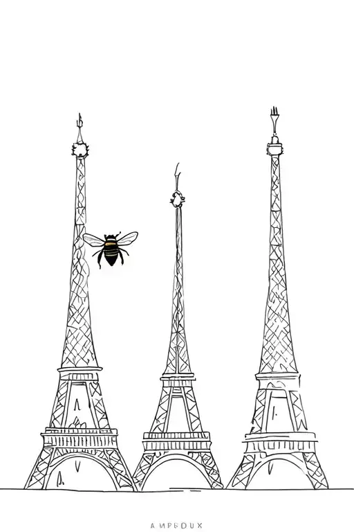 Bee Sitting On Top Of Eiffel Tower