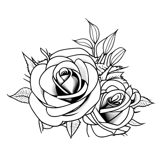 Rose And Aster Together With Stems