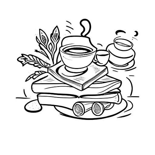 A Pile Of Ancient Books With A Cup Of Coffee