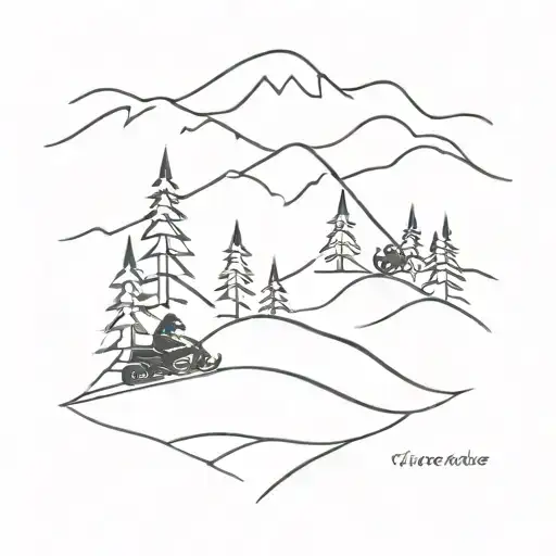 Snowmobile Mountain Scene