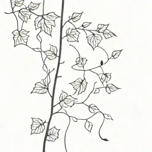 A Climbing Ivy Around A Scar In Minimaliste Style And Black Ans White