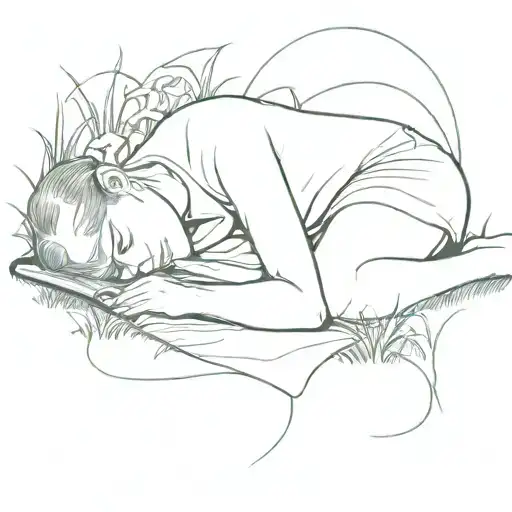 Reading A Book On The Grass Sleeping