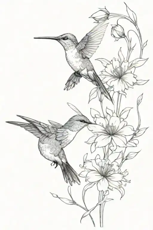 Hummingbird And Wild Flowers