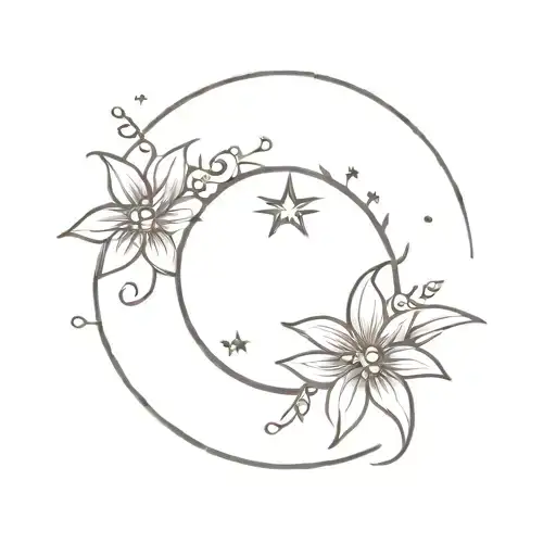 Sun And Moon With Lilac Flowers Inside
