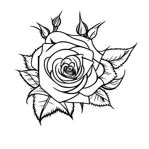 Rose With Long Stem And Thorns