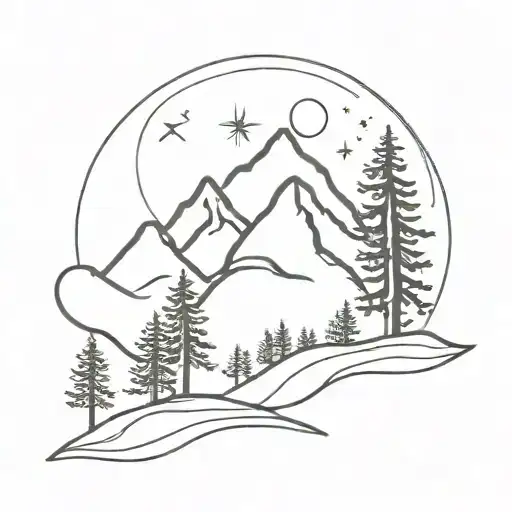 Tree And Mountain Range