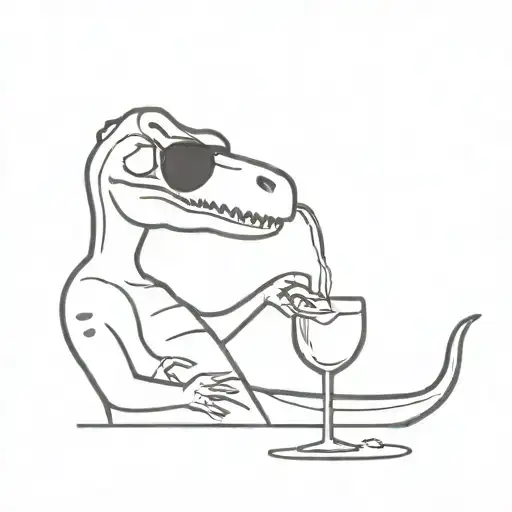 Dinosaur Holding A Glass Of Wine And Wearing Sunglasses
