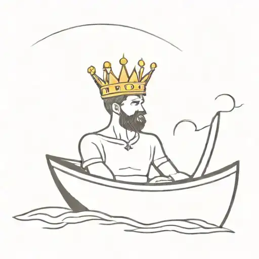 Man With Glowing Crown On A Boat