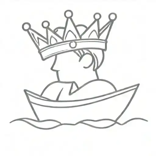 Small Man With Glowing Crown On A Boat