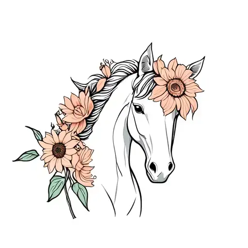 Horse And Orchid And Sunflower