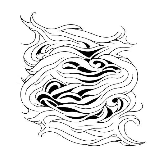 A Serene Ocean Wave Merging Into A Fiery Phoenix