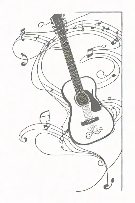Music Notes And Guitar