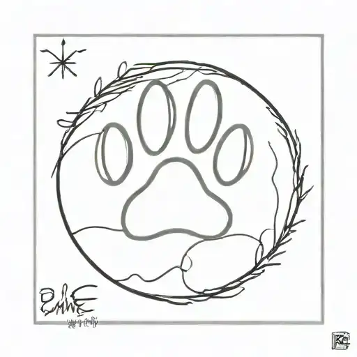 Dog Pawprint With Dembe In The Center Surrounded