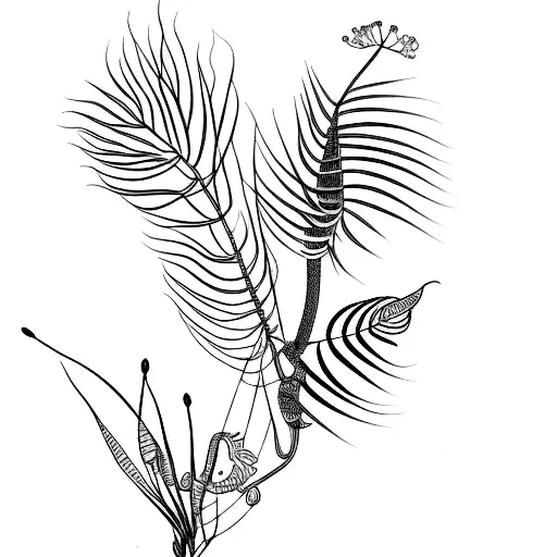 A Botanical Illustration Of A Rare Plant Species In Intricate Detail