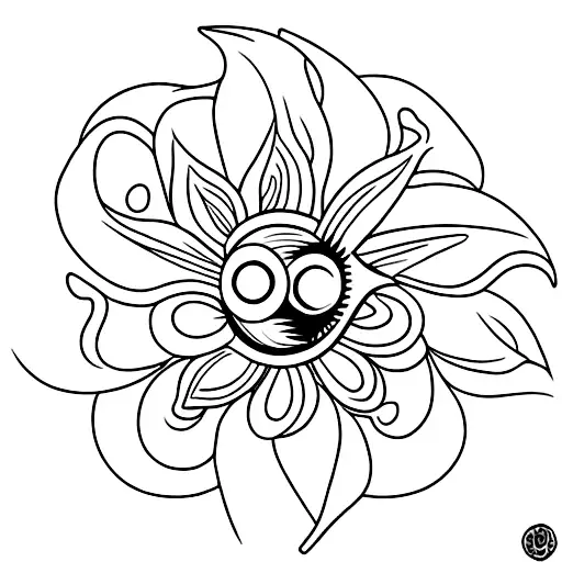 One Groovy Lilly Flower With Cartoon Eye