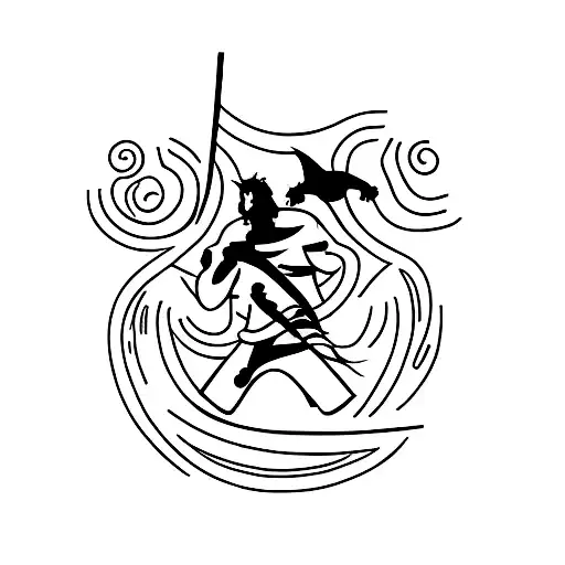 A Minimalist Tattoo Of A Karate Stance With Animal Silhouettes Forming The Background