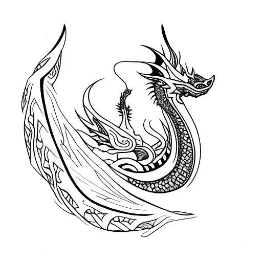Neo Tribal Dragon Tattoo Design For The Waist