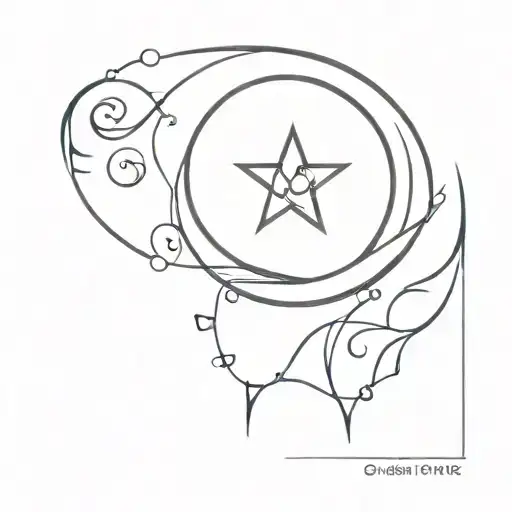 Unalome Symbol Moon Sun Wave Star