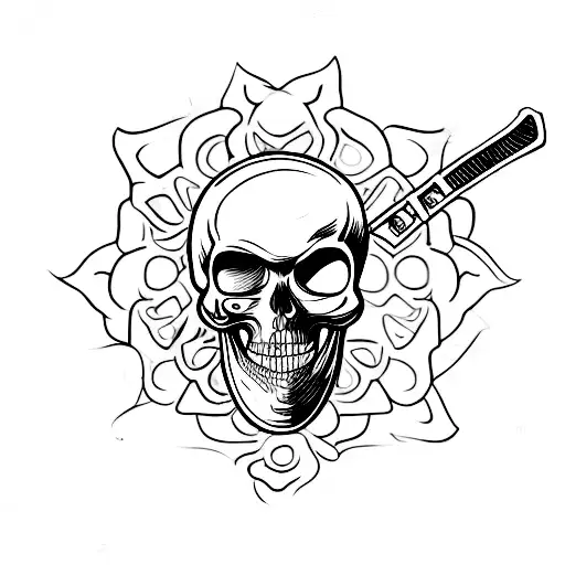 Dead Skull With Sword Going Through One Eye