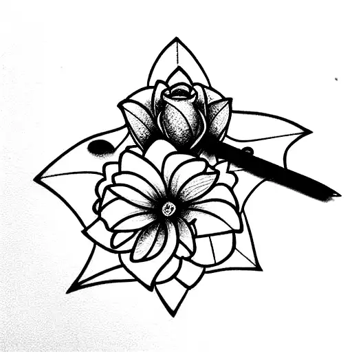 Broken Sword From Lord Of The Rings Tied To A Flower