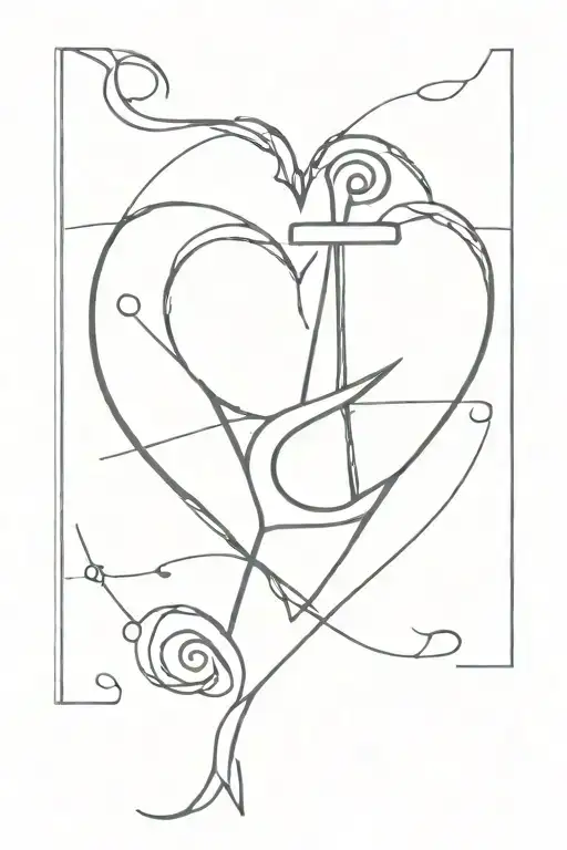 A Heart To Represent Love For Mom Connected To An Anchor To Represent Strength For Dad
