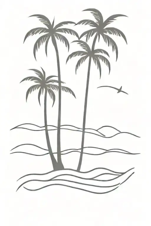 Black And White Palm Trees With Waves