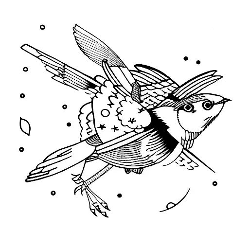 Nightingale In Flight With Space To Add Other Birds